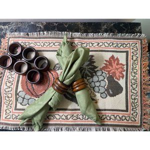 Vintage Knobler Napkin Rings 1970's set 8 Wooden Knobler Taiwan place setting vi